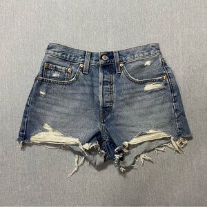 Levi's Blue Distressed Jean Shorts